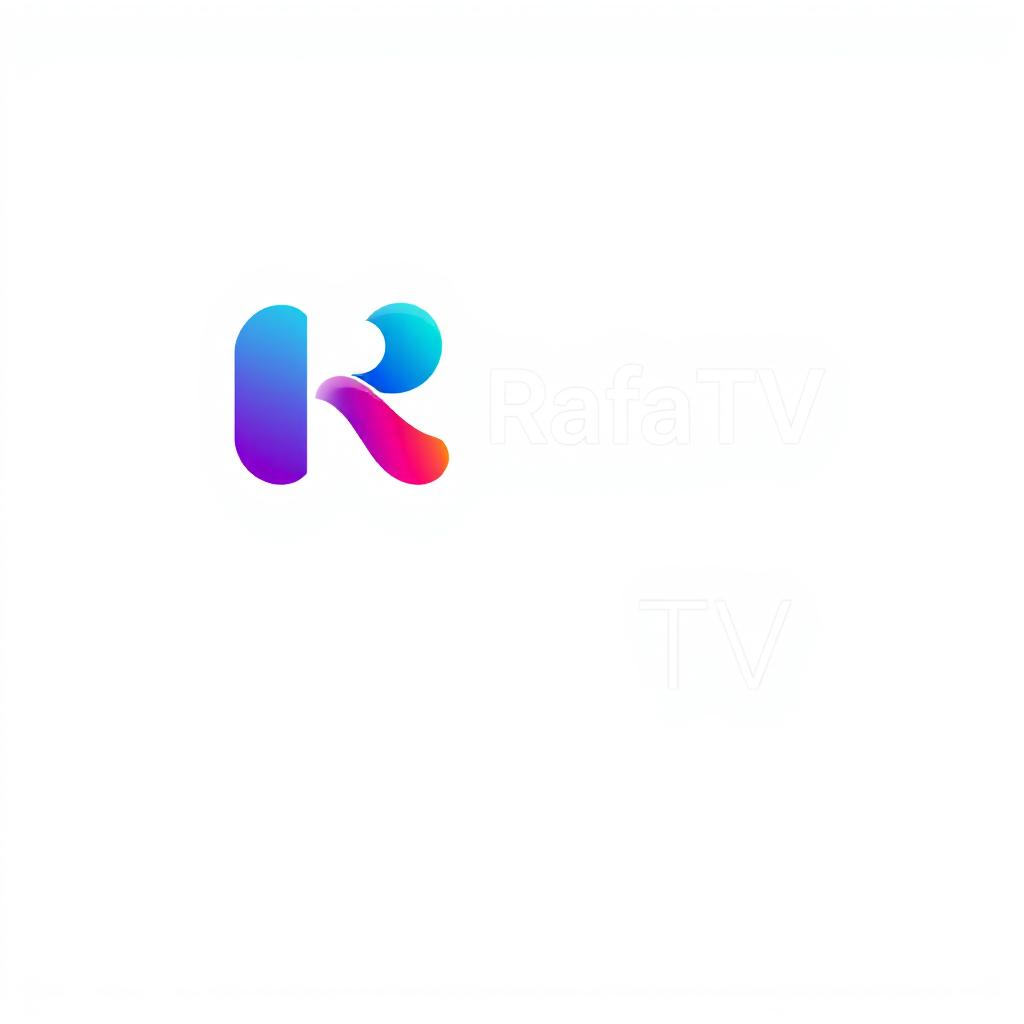 A sleek and modern logo design for 'Rafa TV', incorporating vibrant colors that suggest a youthful and dynamic media brand