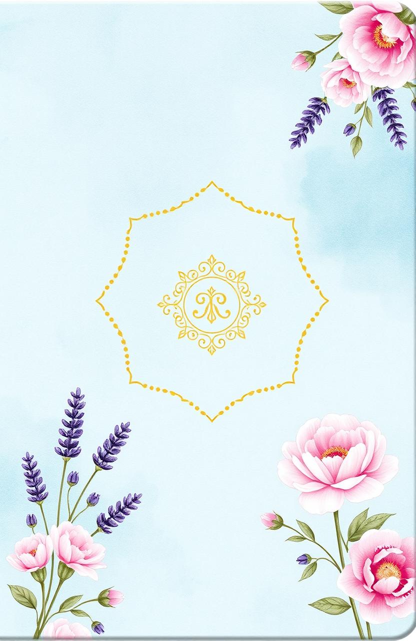 A beautifully designed back cover for a journal, featuring an elegant floral pattern in soft pastel colors