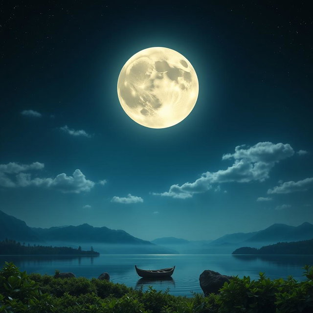Enchanting Full Moon Over a Tranquil Landscape