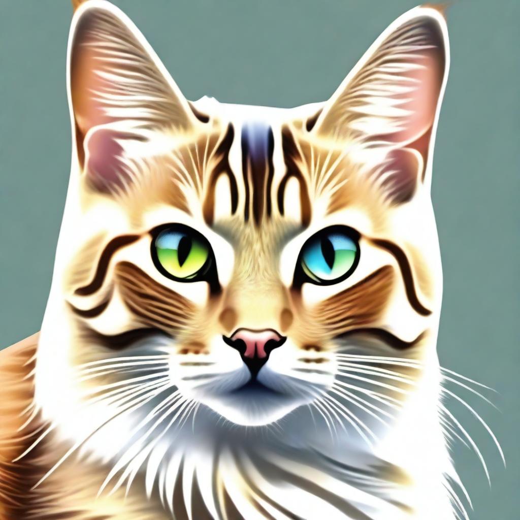 A highest quality digital art image featuring a cat