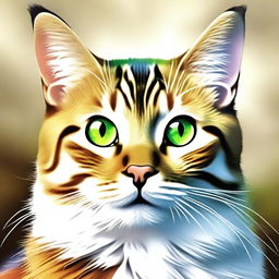 A highest quality digital art image featuring a cat