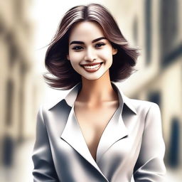 A high-quality digital art image featuring a fashionable young woman