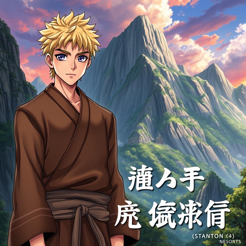 A light novel cover featuring a tall adult male character with shaggy blonde hair and captivating amethyst eyes
