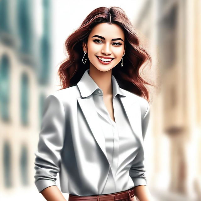 A high-quality digital art image featuring a fashionable young woman