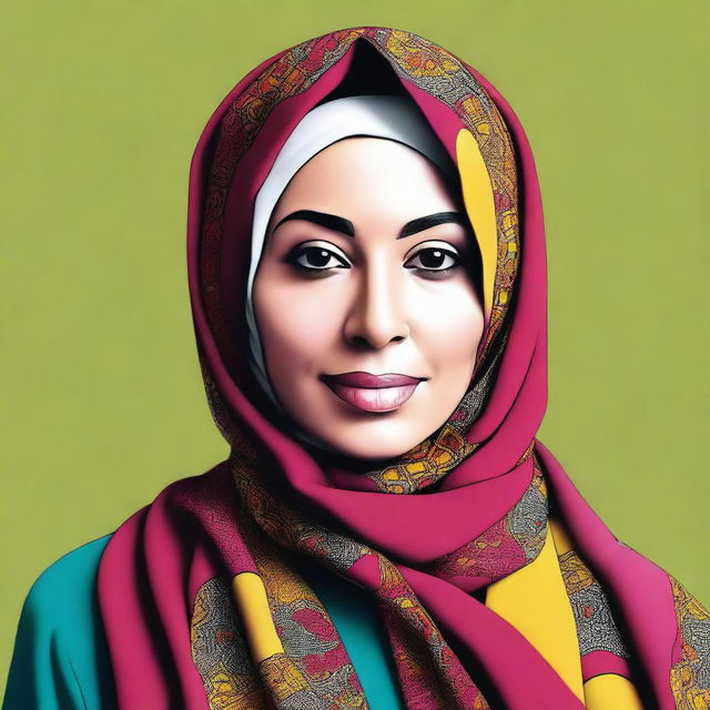 A digital art image of a mature Muslim woman