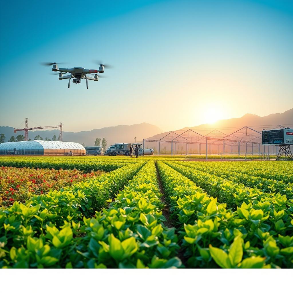 A futuristic agricultural landscape showcasing advanced soil science techniques