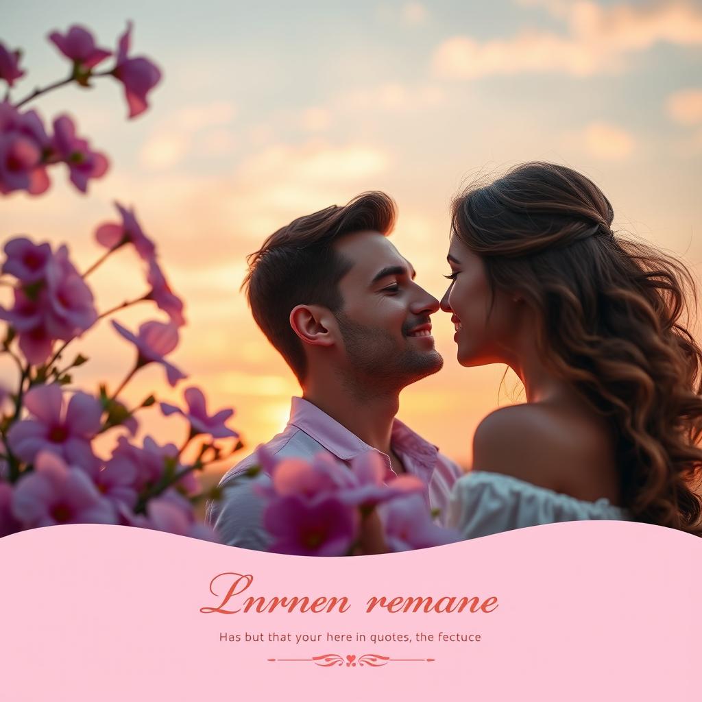 A romantic and soft book cover in the format of a novel, capturing the essence of an engaging romance