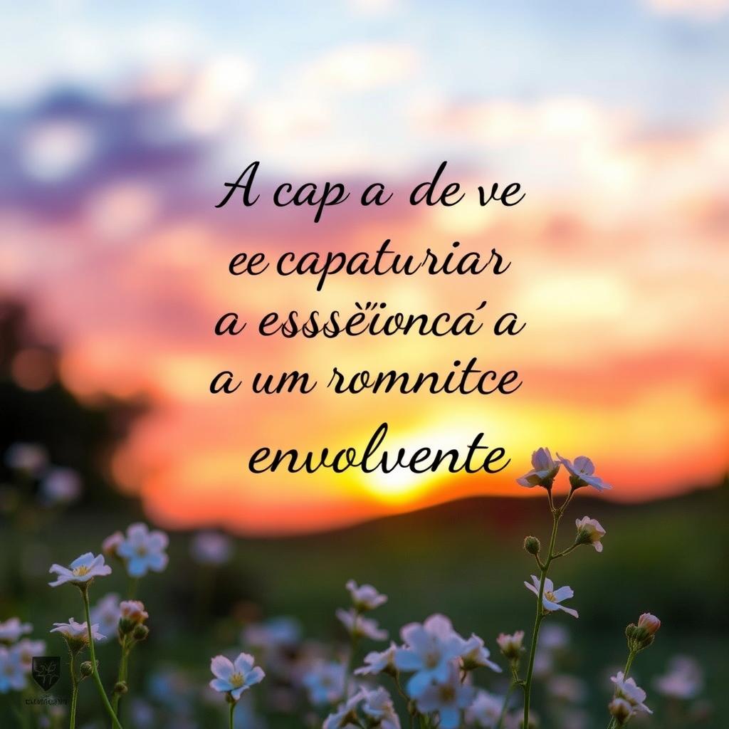 A romantic book cover for a novel titled 'A capa deve capturar a essência de um romance envolvente'