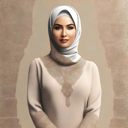 A digital art image showcasing a confident, mature Muslim woman