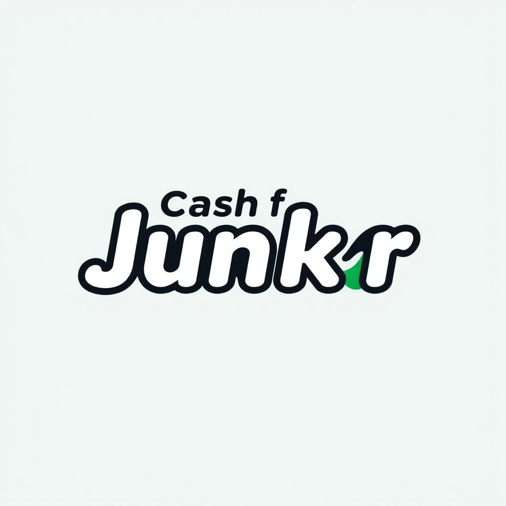 A creative and minimalist logo design for the 'Cash for Junk Cars' business, inspired by the style of the word 'Junkr'