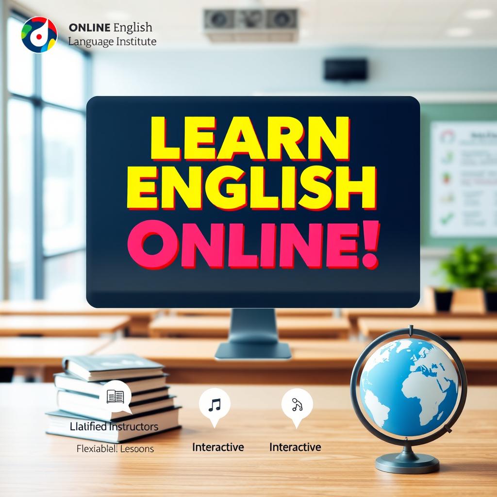 A visually appealing and professional promotional image for an Online English Language Institute