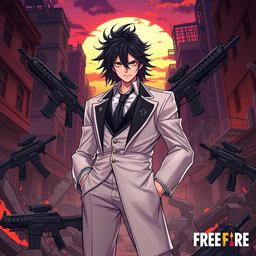 A dynamic illustration of Muzan Kibutsuji from Demon Slayer, depicted with his signature elegant attire and dark hair, showcasing his charismatic yet menacing presence