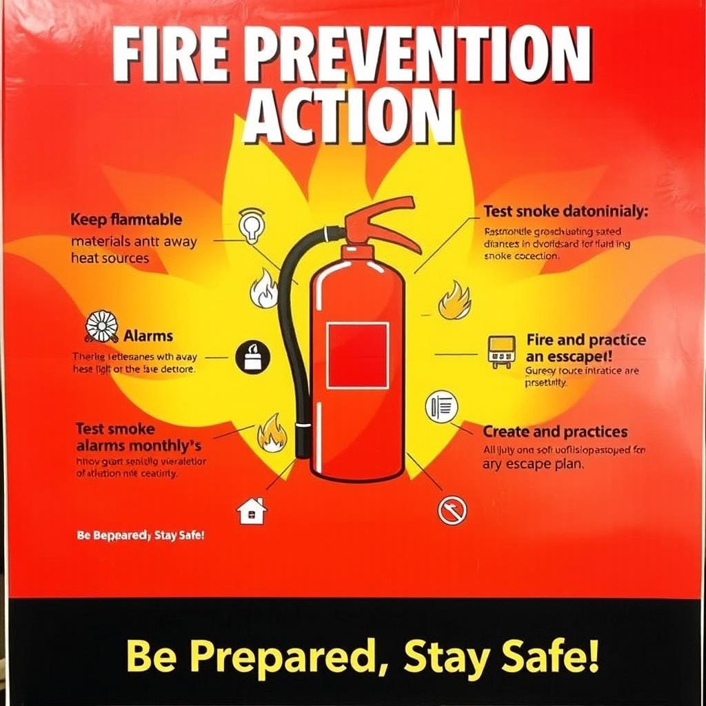 A dynamic and eye-catching poster focused on fire prevention actions
