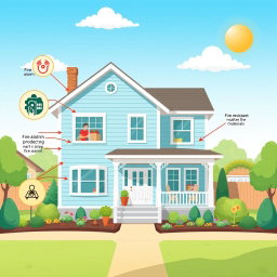 A beautifully illustrated house that embodies safety and accident prevention features