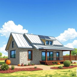 An artistic drawing of a modern house designed to minimize fire accidents