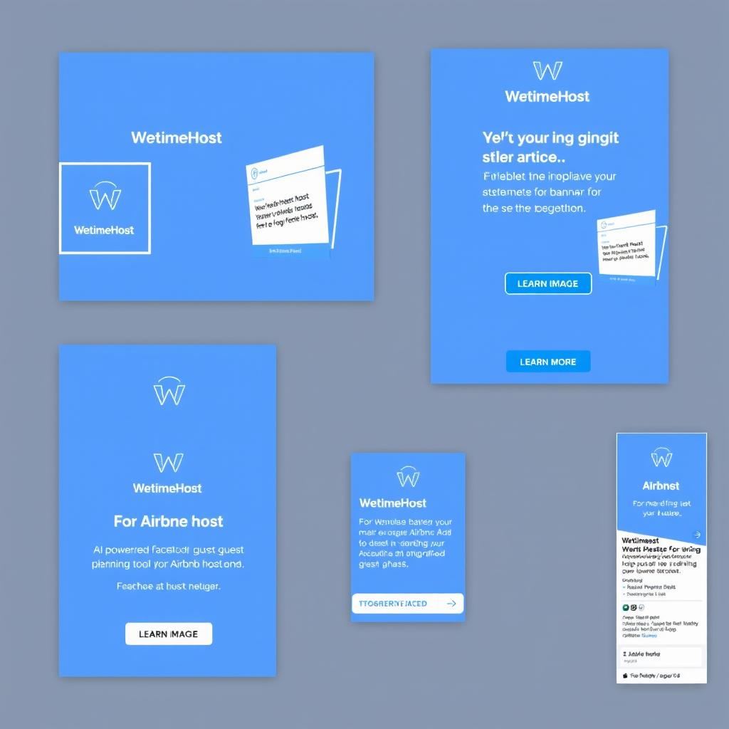 A modern and sleek set of Facebook banner ads promoting WetimeHost's AI-powered guest planning tool for Airbnb hosts