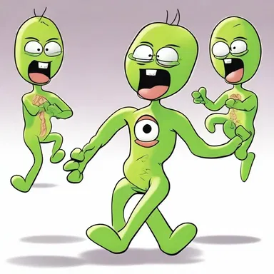 The cartoon character had the ability to split into multiple copies of themselves using amitotic cell division, leading to hilarious and chaotic situations.