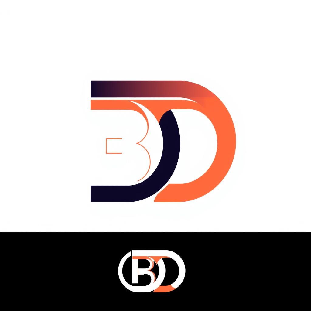 A professional logo design featuring the letters 'B' and 'D' creatively merged together, using two harmonious colors that complement each other perfectly