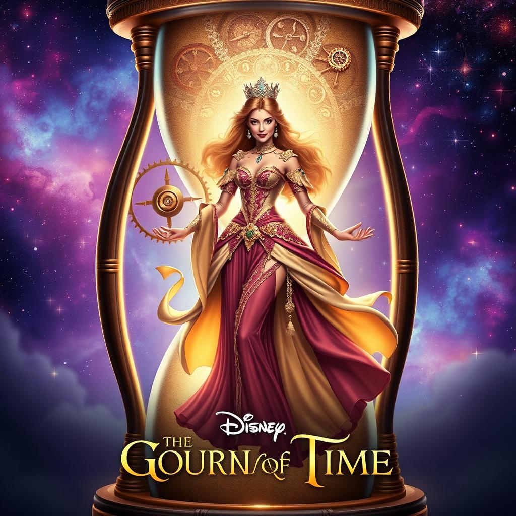 A stunning Disney fantasy movie poster featuring a powerful and majestic woman as the Guardian of Time