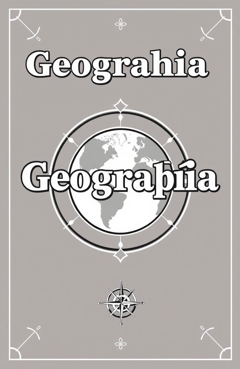 A creative school cover design for a subject reading "Geografía" in bold, stylized font with a focus on a flat earth theme