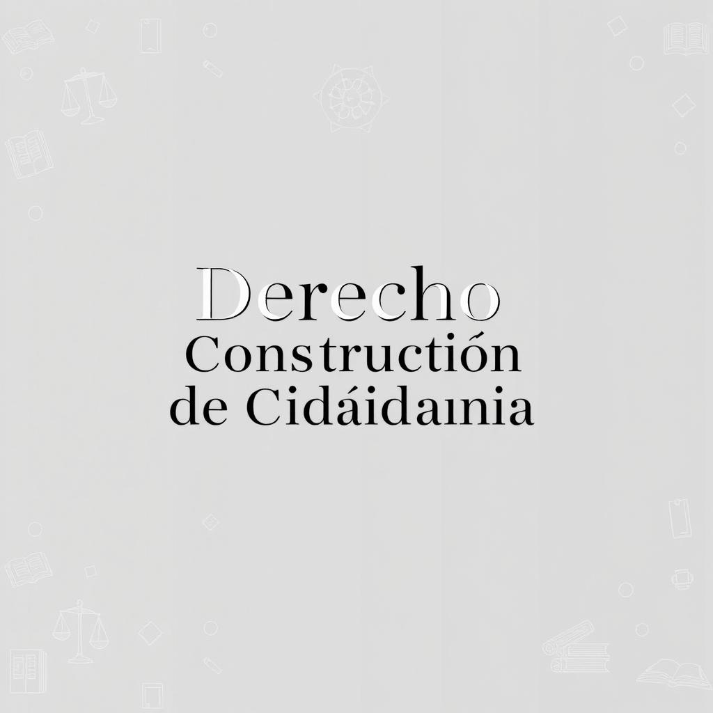 A sophisticated school cover design featuring the title "Derecho y Construcción de Ciudadanía" prominently displayed in an elegant, modern font in black and white