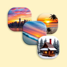 Three images, each featuring a unique design