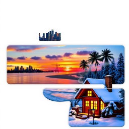 Three images, each featuring a unique design