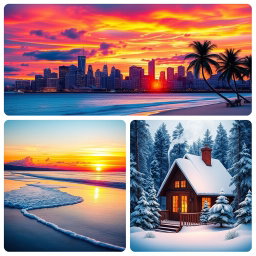 Three images, each featuring a unique design