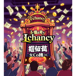 An illustration of an eye-catching betting machine, prominently featuring the logo 'Ichancy' with intricate details
