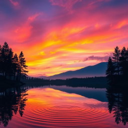 A vibrant and attractive wallpaper design for iPhone X that features a serene landscape at sunset