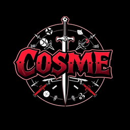 A bold and aggressive circular design featuring the letters 'COSME' prominently in the center