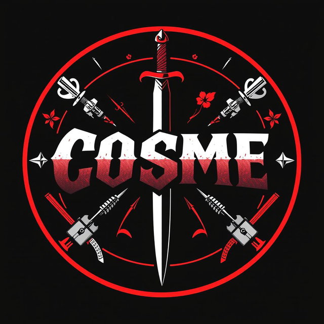 A bold and aggressive circular design featuring the letters 'COSME' prominently in the center
