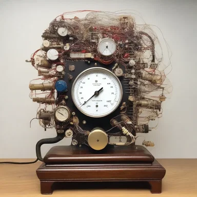 The artist created a mesmerizing sculpture by intertwining an ammeter with various electrical components, symbolizing the power of electricity.