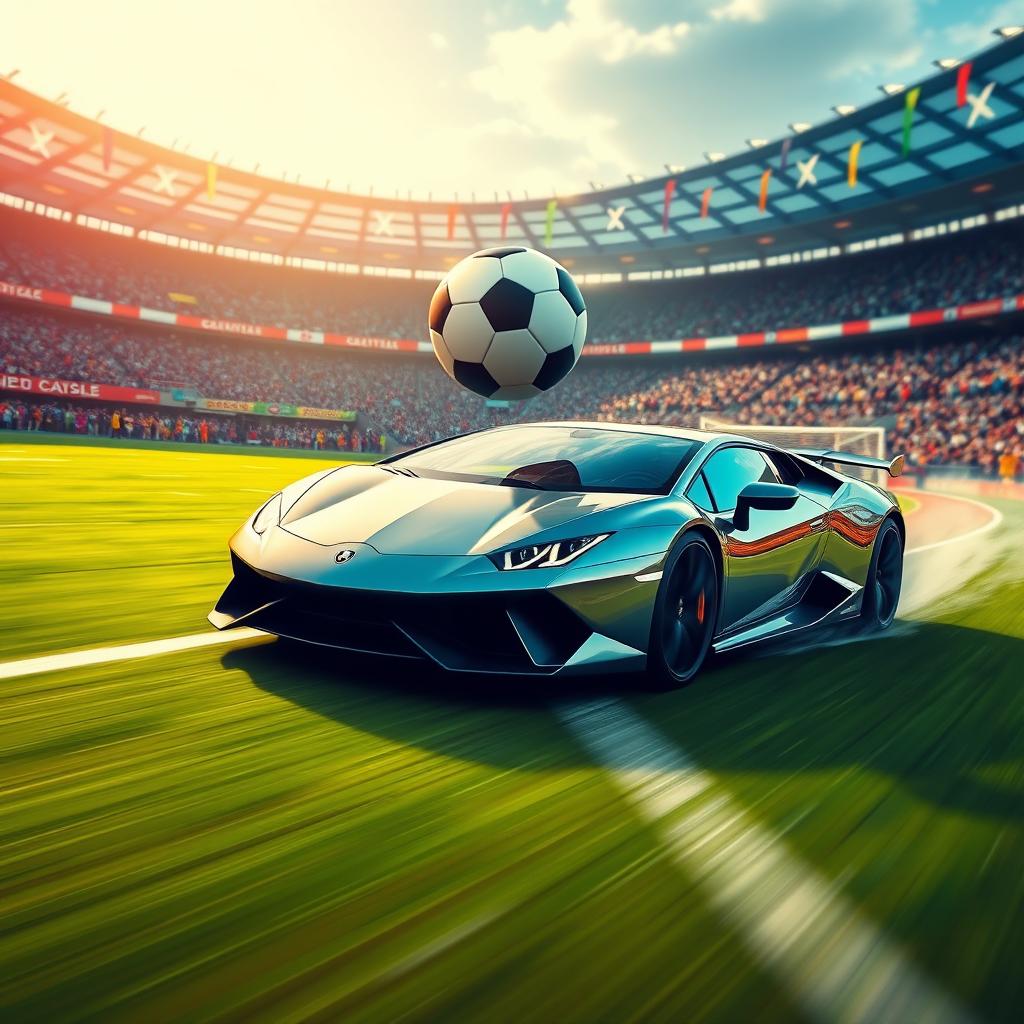 A high-energy wallpaper design that merges the exhilarating worlds of football and cars, specifically designed for boys