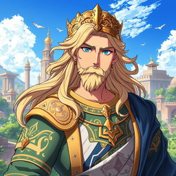 A character design of Cyrus the Great depicted as an anime protagonist