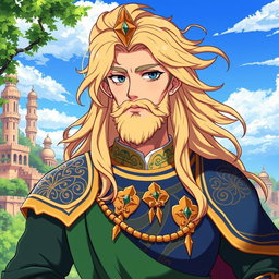 A character design of Cyrus the Great depicted as an anime protagonist