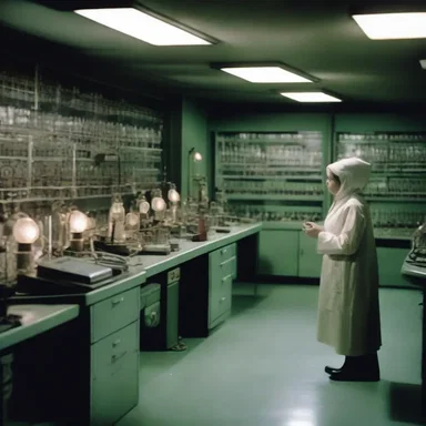 The eerie laboratory in the horror movie was filled with flickering lights and buzzing ammeters, creating a sense of impending danger.