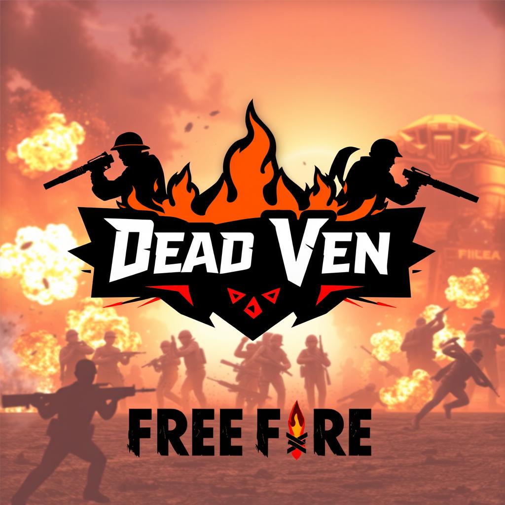 A captivating logo design for 'Dead Ven' set against a background inspired by Free Fire
