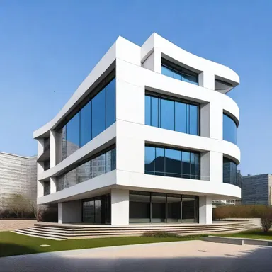 The modern ammino-inspired building showcased elements of sleek design and futuristic aesthetics.