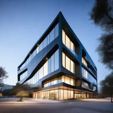 The modern ammino-inspired building showcased elements of sleek design and futuristic aesthetics.