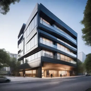 The modern ammino-inspired building showcased elements of sleek design and futuristic aesthetics.