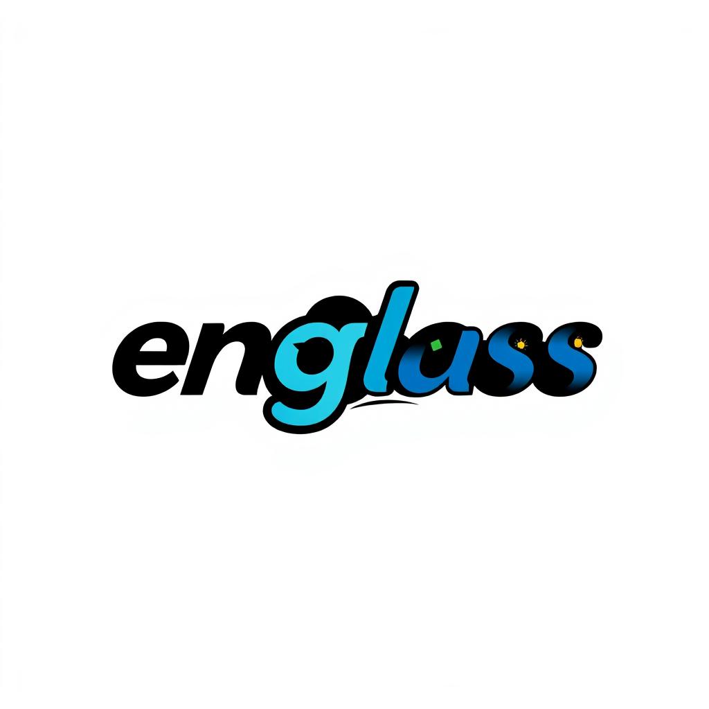 A modern typographic logo featuring the word 'englass' creatively designed to convey a sense of learning and education in English