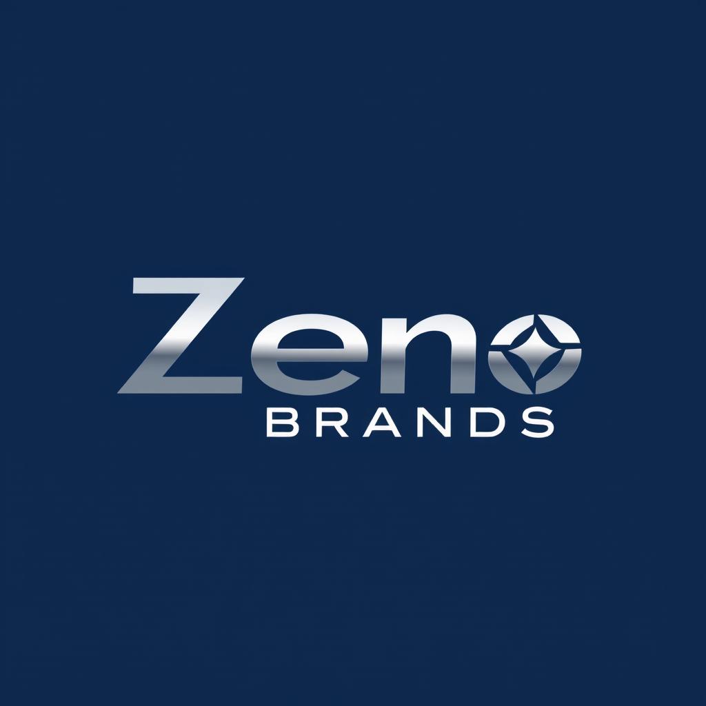 A stylish and modern logo design for 'Zeno_Brands', featuring a sleek and bold typography that embodies innovation and sophistication