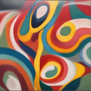 The artist's abstract painting depicted swirling patterns inspired by the colors and shapes of ammino compounds.