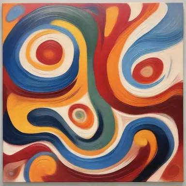 The artist's abstract painting depicted swirling patterns inspired by the colors and shapes of ammino compounds.