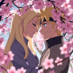 An intimate scene between Tsunade and Naruto from the Naruto universe, depicting a deep emotional connection