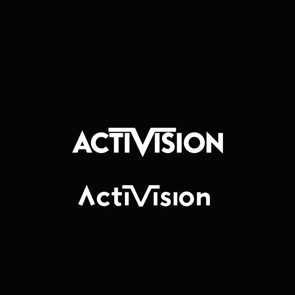 A simple yet impactful design featuring a solid black background with the Activision logo prominently displayed in the center
