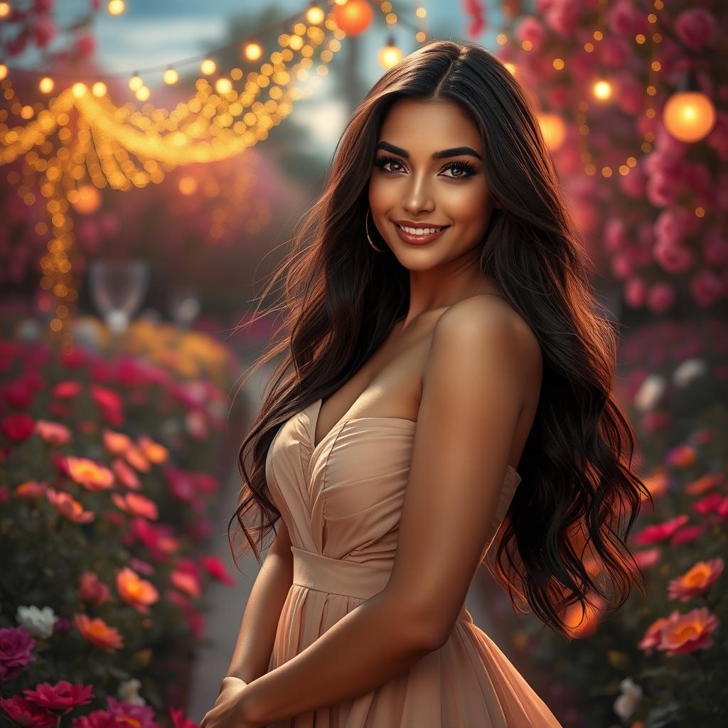 Create an elegant and artistic portrait of a beautiful woman named Setayesh, showcasing her captivating features and graceful demeanor