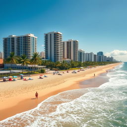 A stunning view of the Oceanside Miami coast, showcasing the vibrant beach life on a sunny day