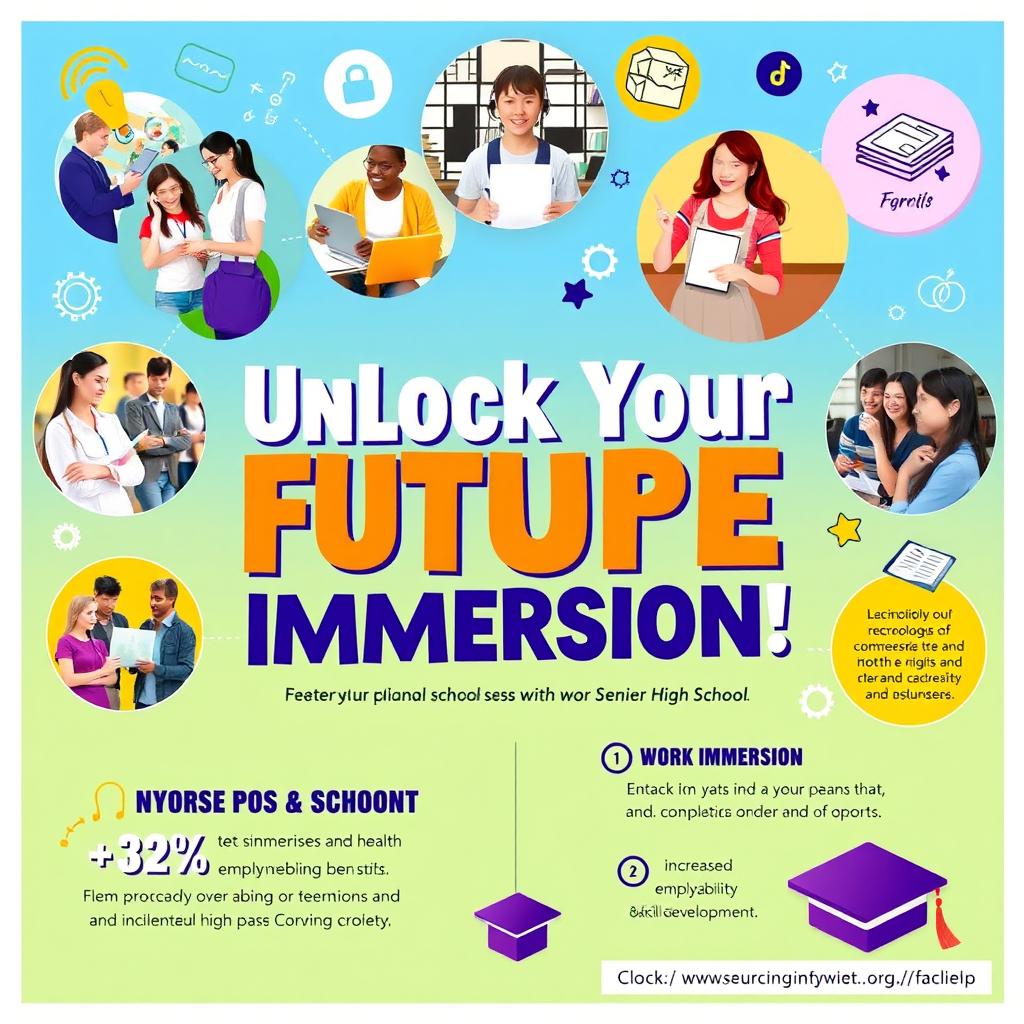 A vibrant and engaging poster designed to promote the importance of Work Immersion for Senior High School students